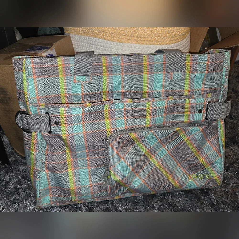 Dakine Multicolor Plaid Tote with Gray Straps - Picture 11 of 13